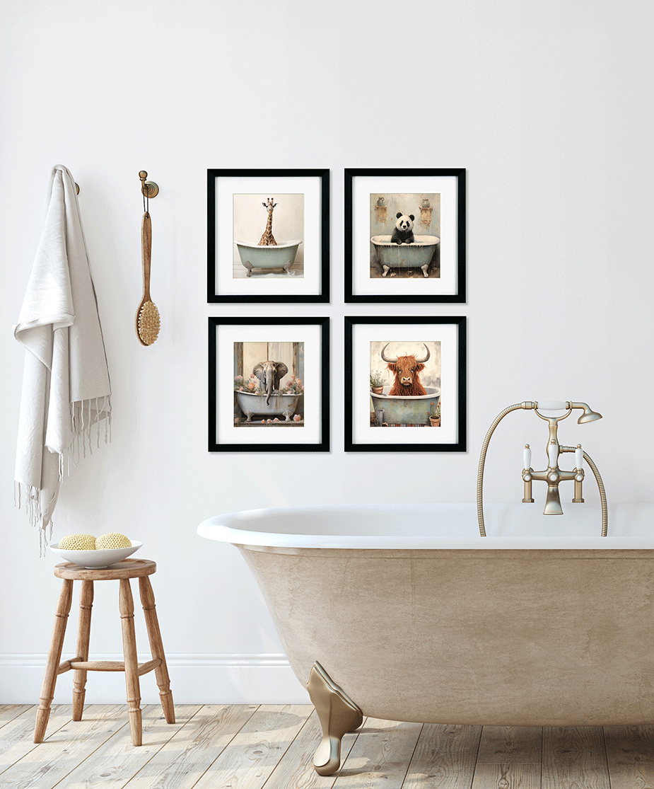 Bathroom Joy I Giraffe By Lazar *NEW* - TheArtistsQuarter