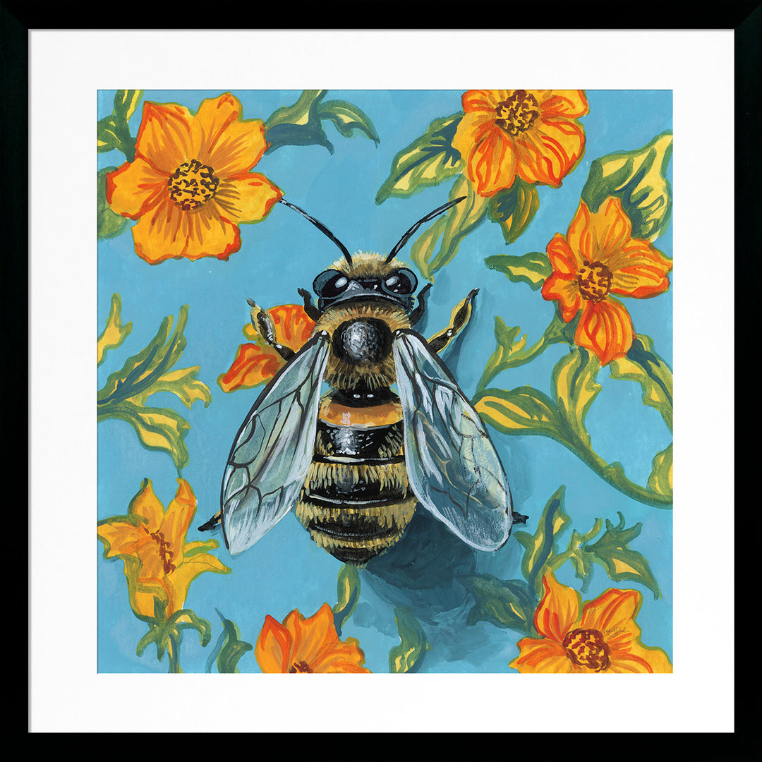 Colourful Floral Bees II by Kate Jarvik Birch - TheArtistsQuarter