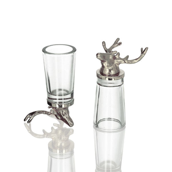 Culinary Concepts London. Set of Two Stag Shot Glasses - Nickel Finish - TheArtistsQuarter