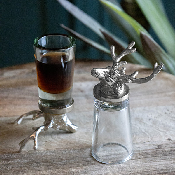 Culinary Concepts London. Set of Two Stag Shot Glasses - Nickel Finish - TheArtistsQuarter