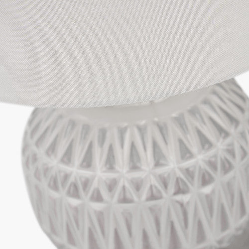 Anneli Warm White Aztec Texture Ceramic Table Lamp - TheArtistsQuarter