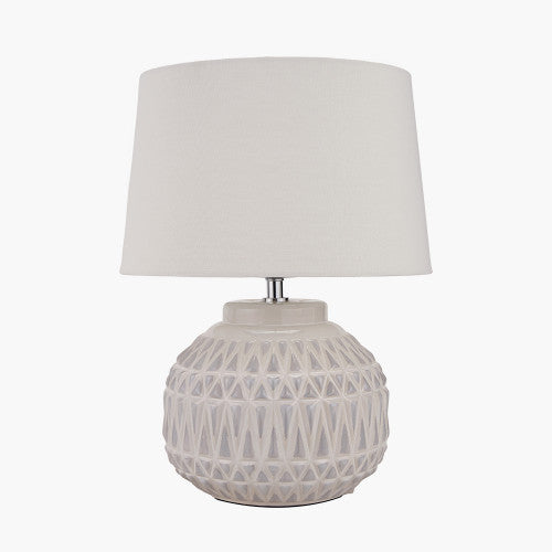 Anneli Warm White Aztec Texture Ceramic Table Lamp - TheArtistsQuarter