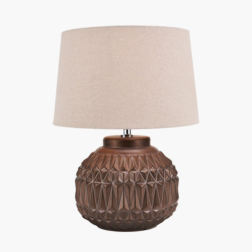 Anneli Bronze Aztec Texture Ceramic Table Lamp *STOCK DUE 2025* - TheArtistsQuarter