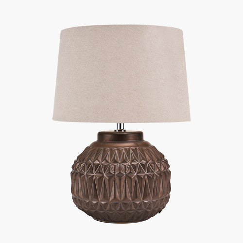 Anneli Bronze Aztec Texture Ceramic Table Lamp *STOCK DUE 2025* - TheArtistsQuarter