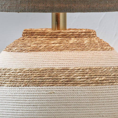 Talalla Cream and Natural Sea Grass Round Table Lamp - TheArtistsQuarter