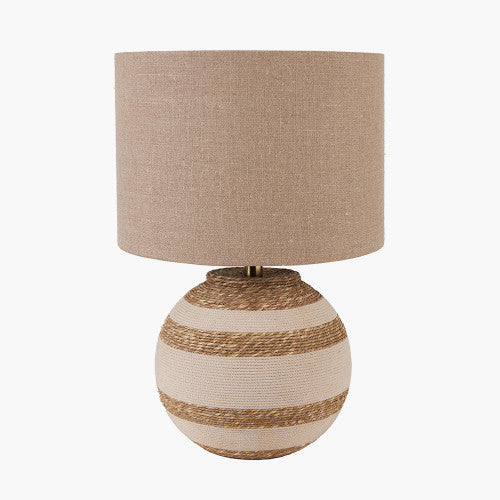 Talalla Cream and Natural Sea Grass Round Table Lamp - TheArtistsQuarter