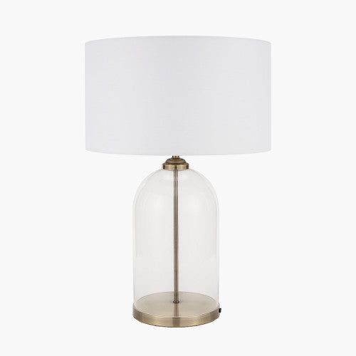 Cloche Clear Glass and Antique Brass Table Lamp - TheArtistsQuarter