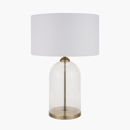 Cloche Clear Glass and Antique Brass Table Lamp - TheArtistsQuarter