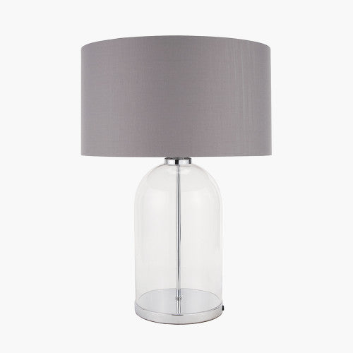 Cloche Clear Glass and Silver Table Lamp - TheArtistsQuarter