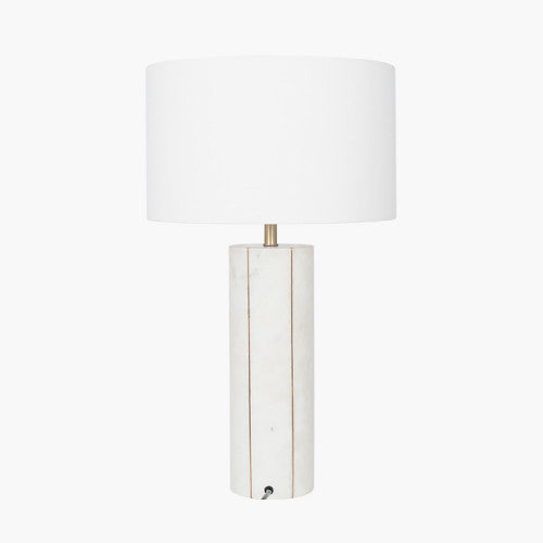 Venetia White Marble and Gold Metal Tall Table Lamp *AWAITING STOCK* - TheArtistsQuarter