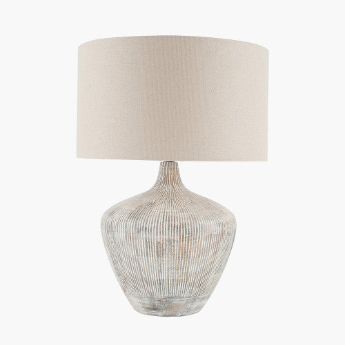 Manaia White Wash Textured Wood Table Lamp *AWAITING STOCK* - TheArtistsQuarter