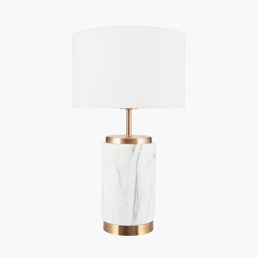 Carrara Marble Effect Ceramic Table Lamp - TheArtistsQuarter