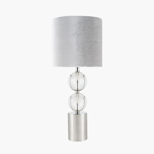 Harris Brushed Silver and Clear Glass Table Lamp - TheArtistsQuarter