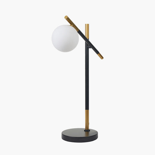 Wanda White Orb and Black Metal Table Lamp *AWAITING STOCK* - TheArtistsQuarter