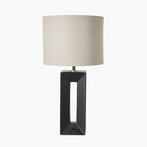 Block Black Ceramic Tall Table Lamp - TheArtistsQuarter