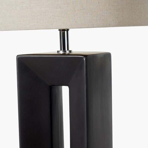 Block Black Ceramic Tall Table Lamp - TheArtistsQuarter