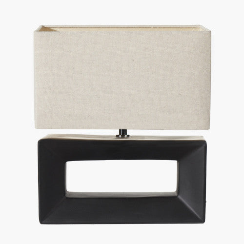 Block Black Ceramic Rectangular Table Lamp - TheArtistsQuarter