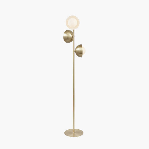 Estelle Brushed Brass Metal and White Orb Dome Floor Lamp - TheArtistsQuarter