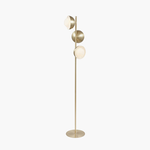 Estelle Brushed Brass Metal and White Orb Dome Floor Lamp - TheArtistsQuarter