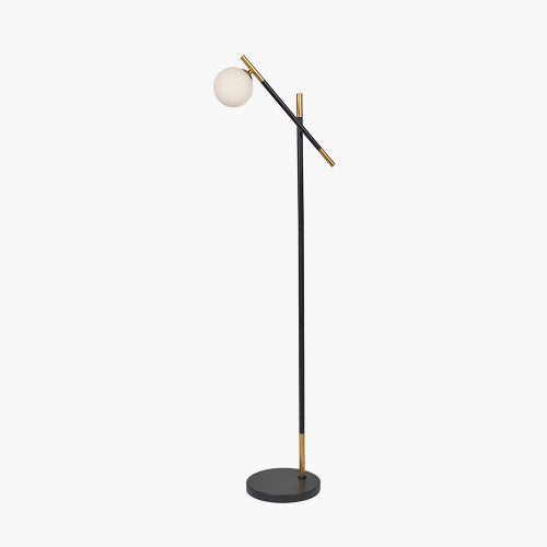 Wanda White Orb and Black Metal Floor Lamp - TheArtistsQuarter