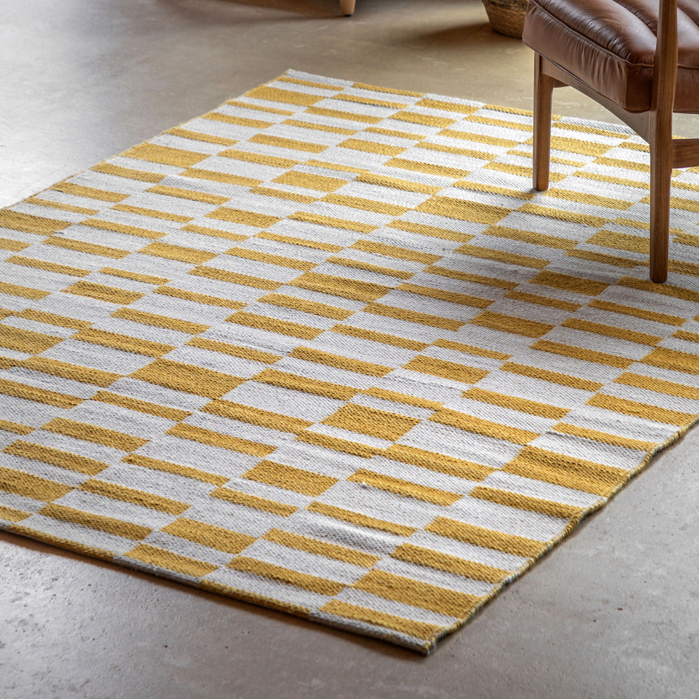 Kingston Jacquard Rug Mustard - TheArtistsQuarter
