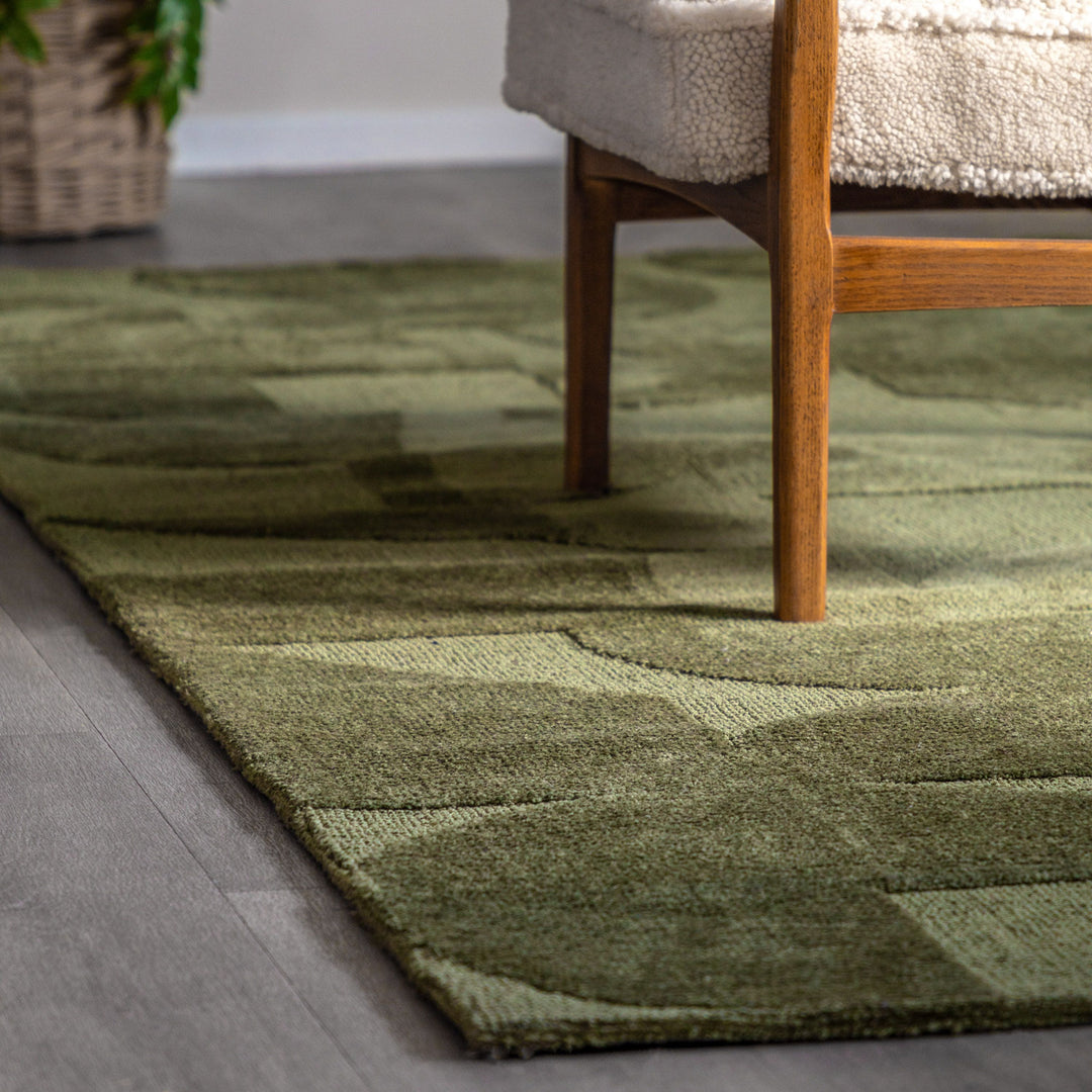 Cortland Block Rug Olive - TheArtistsQuarter