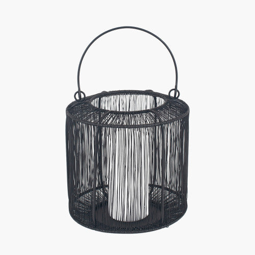 Black Metal Wire Lantern Small - TheArtistsQuarter