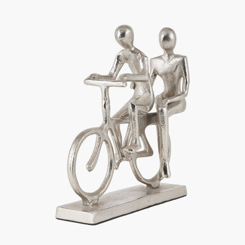 Shiny Silver Double Cyclist Ornament - TheArtistsQuarter