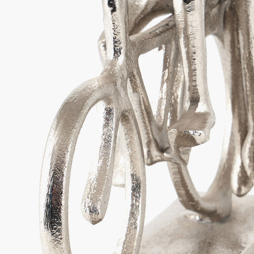 Shiny Silver Double Cyclist Ornament - TheArtistsQuarter