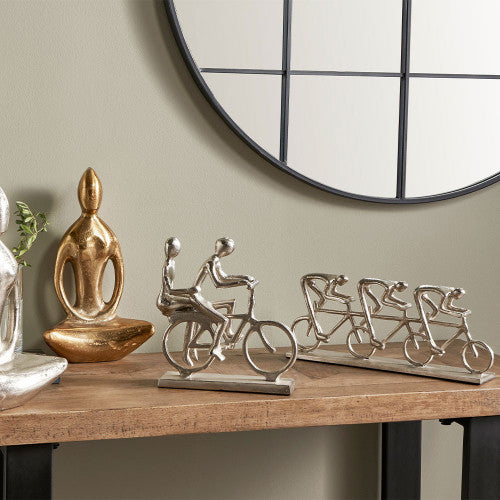 Shiny Silver Double Cyclist Ornament - TheArtistsQuarter