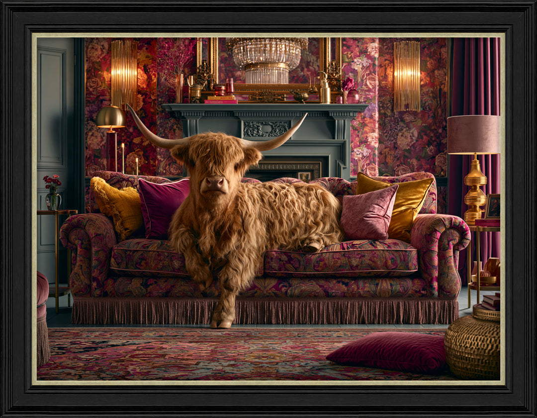 Lounging Highland Cow by Artko - TheArtistsQuarter