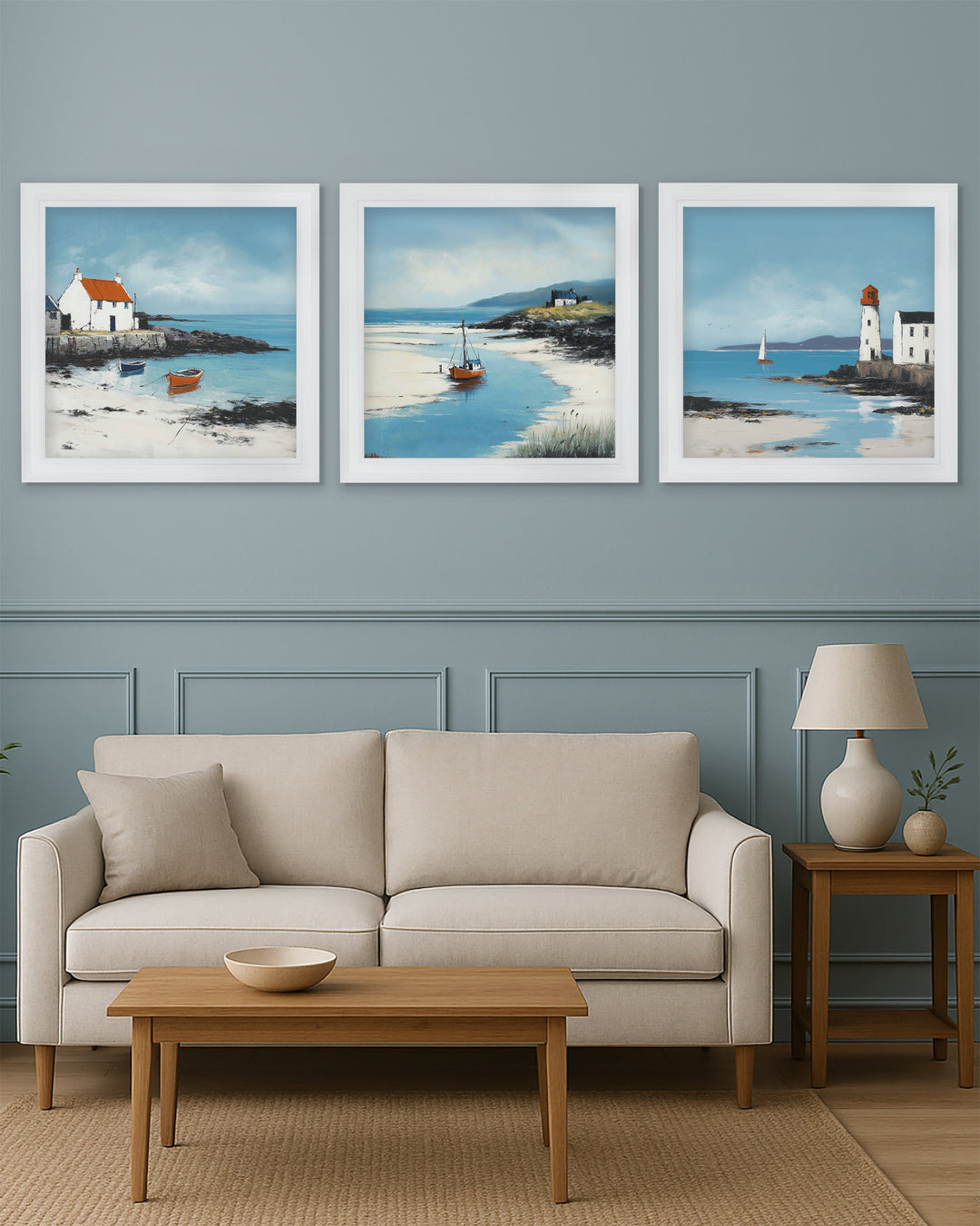 The Coastal House - White Hurstwood Square Frame - TheArtistsQuarter