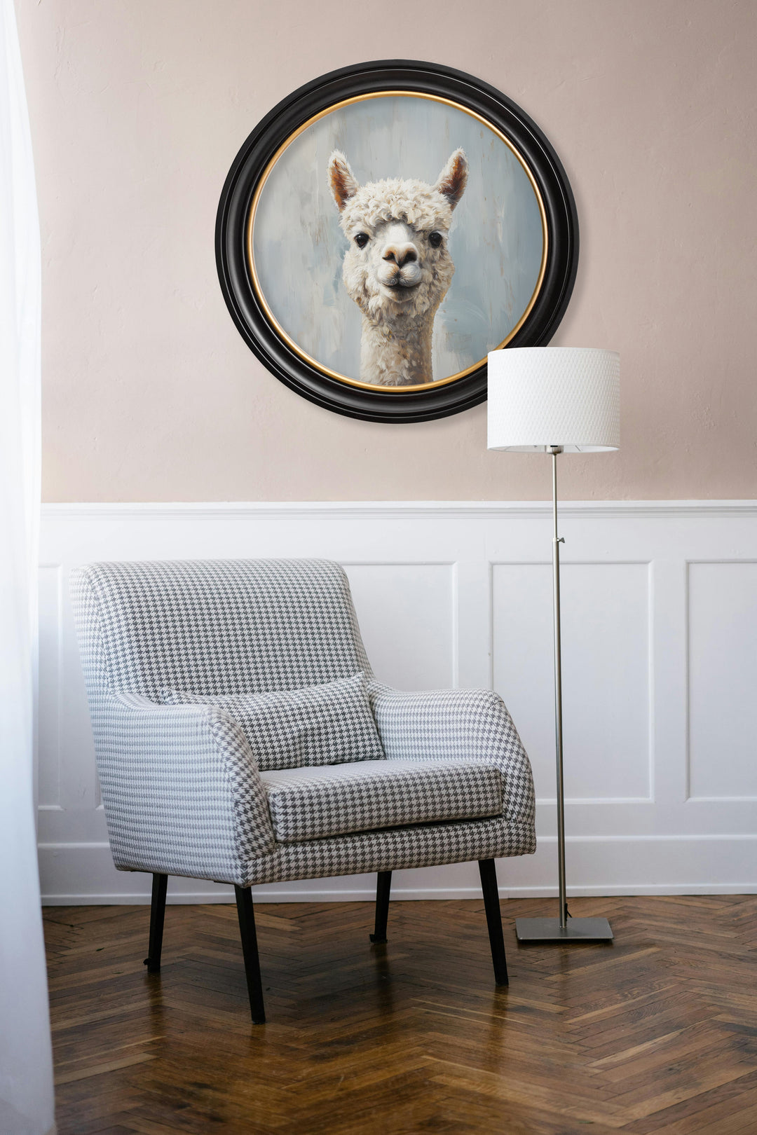 The Goofy Alpaca - Oxford Round Frame - TheArtistsQuarter