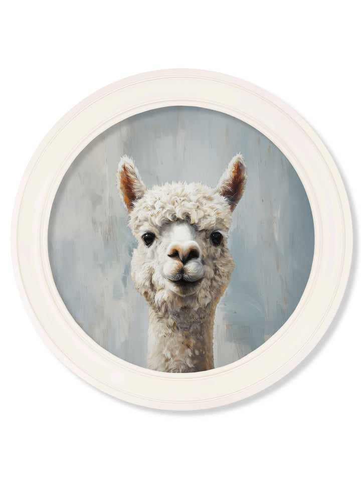 The Goofy Alpaca - Oxford Strong White Round Frame - TheArtistsQuarter
