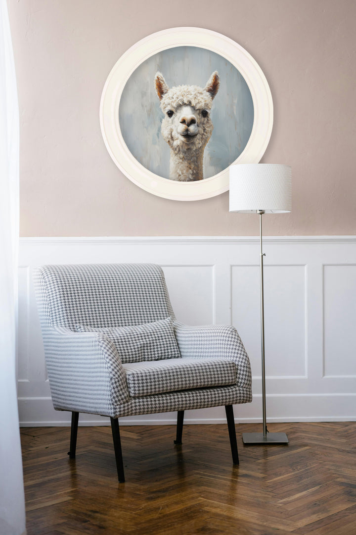 The Goofy Alpaca - Oxford Strong White Round Frame - TheArtistsQuarter