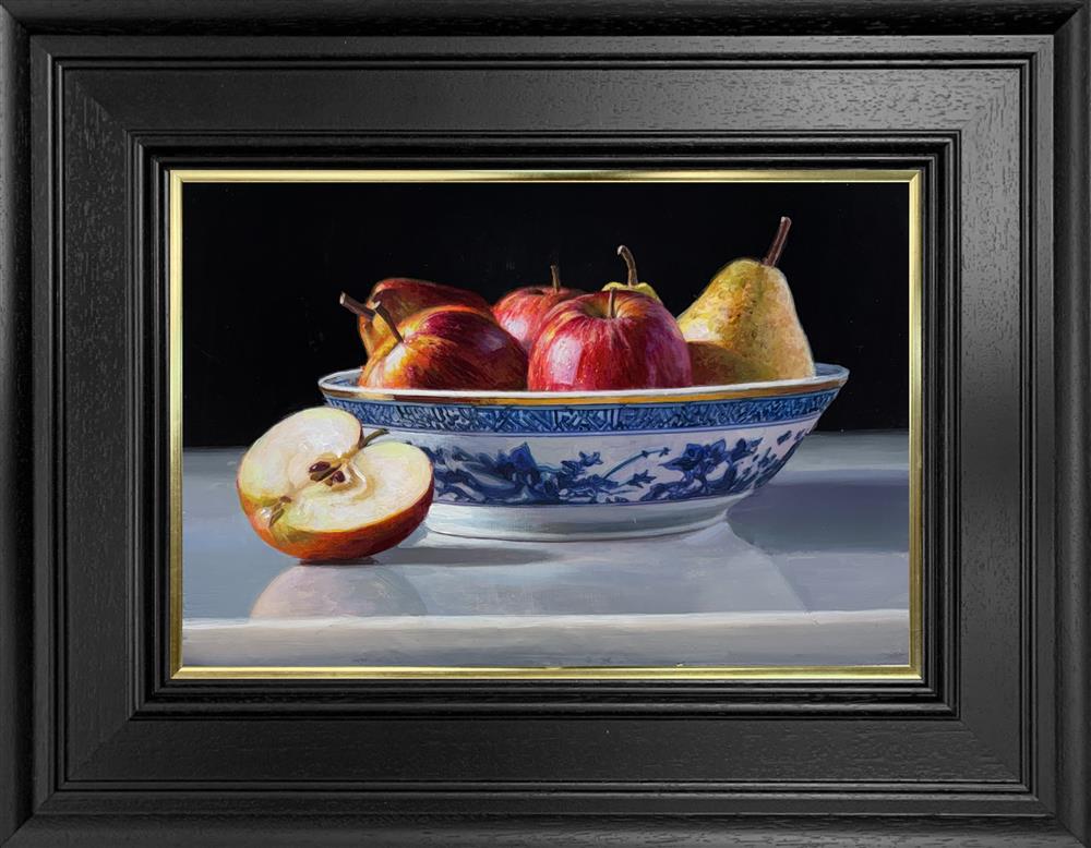 Apples And Pears In Porcelain Bowl by Tony Owens (Original) - TheArtistsQuarter