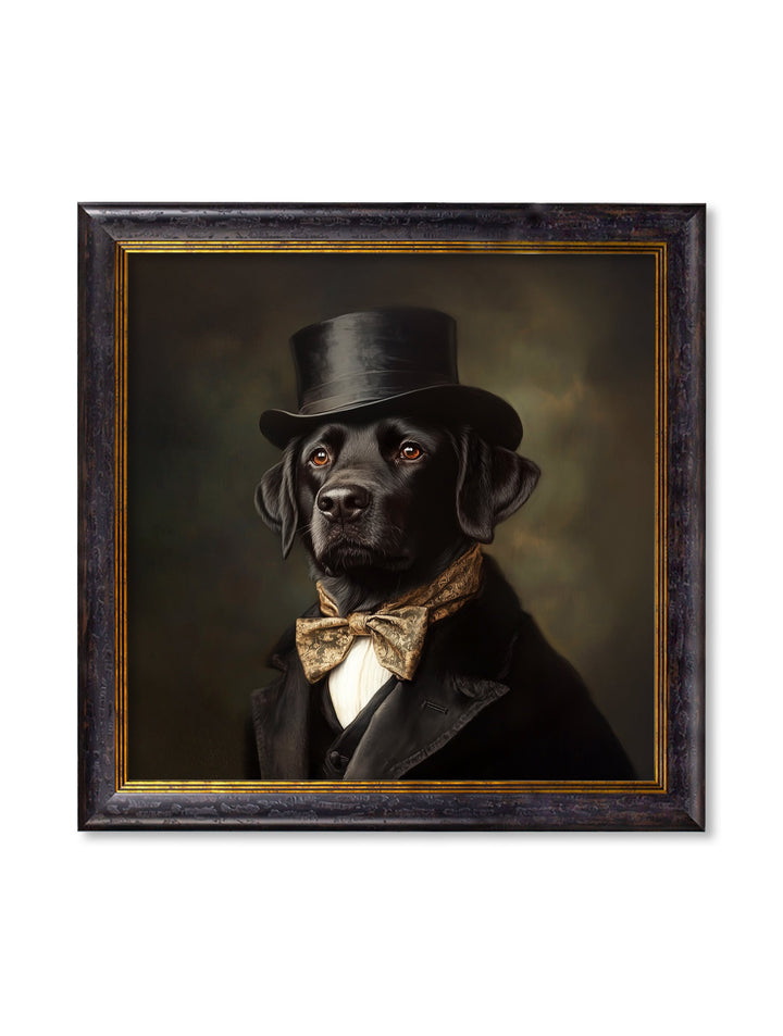 Lord Wagsalot - Gentleman Black Labrador Oxford Square Frame - TheArtistsQuarter