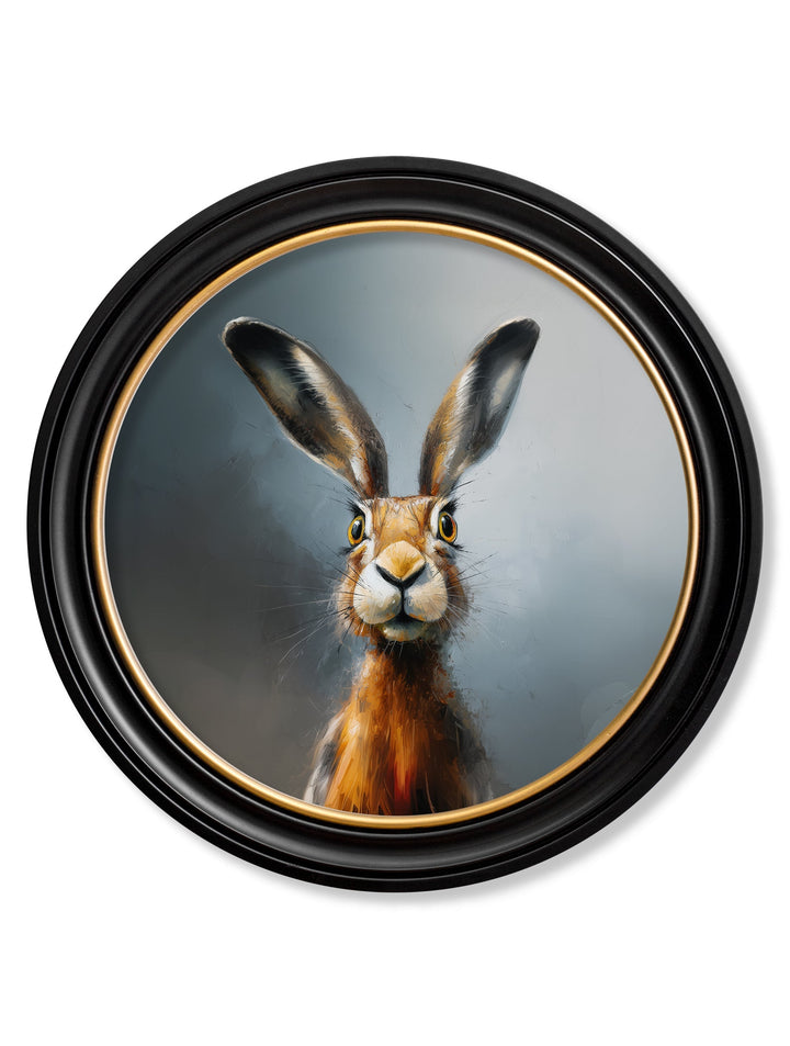 A Curious Hare - Oxford Round Frame - TheArtistsQuarter