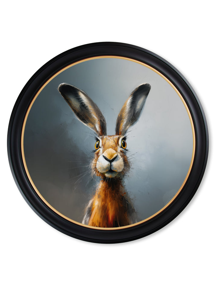 A Curious Hare - Oxford Round Frame - TheArtistsQuarter