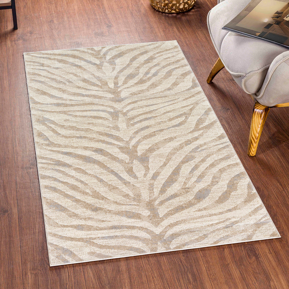 City Animal Print Zebra Boho Rug Beige - TheArtistsQuarter