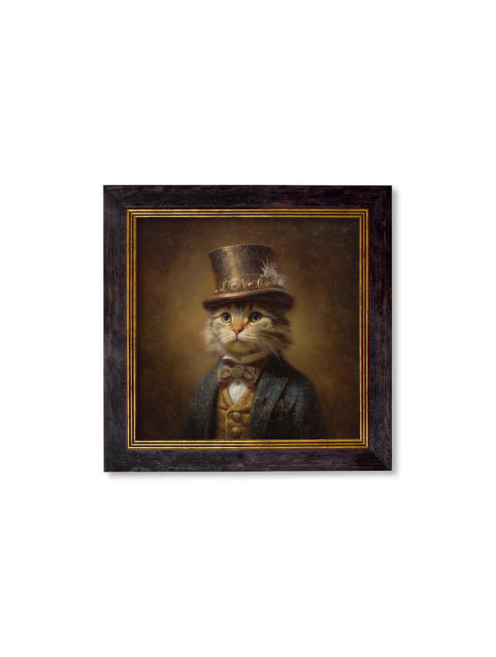 Lord Whiskerby - Gentleman Tabby Cat Oxford Square Frame - TheArtistsQuarter