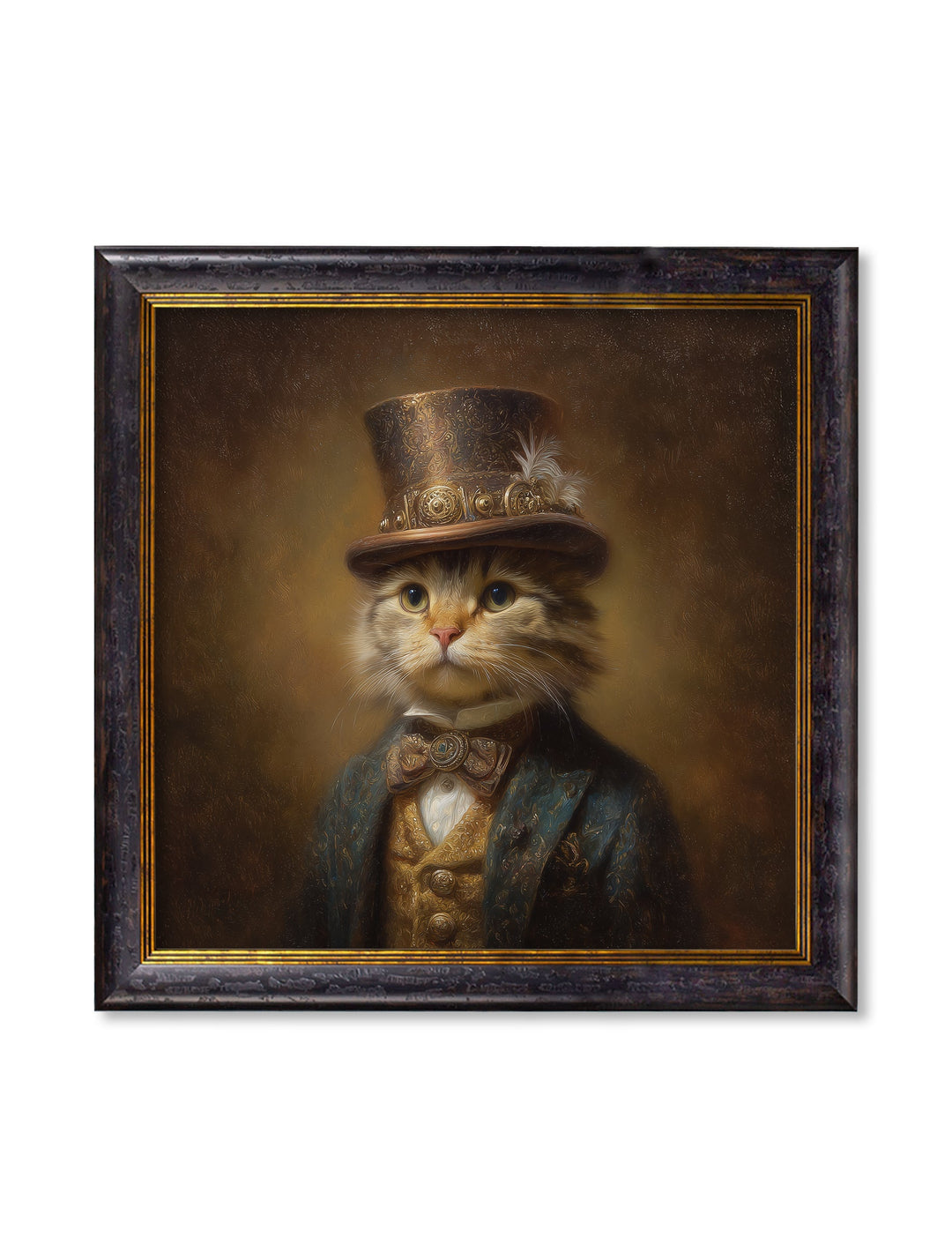 Lord Whiskerby - Gentleman Tabby Cat Oxford Square Frame - TheArtistsQuarter