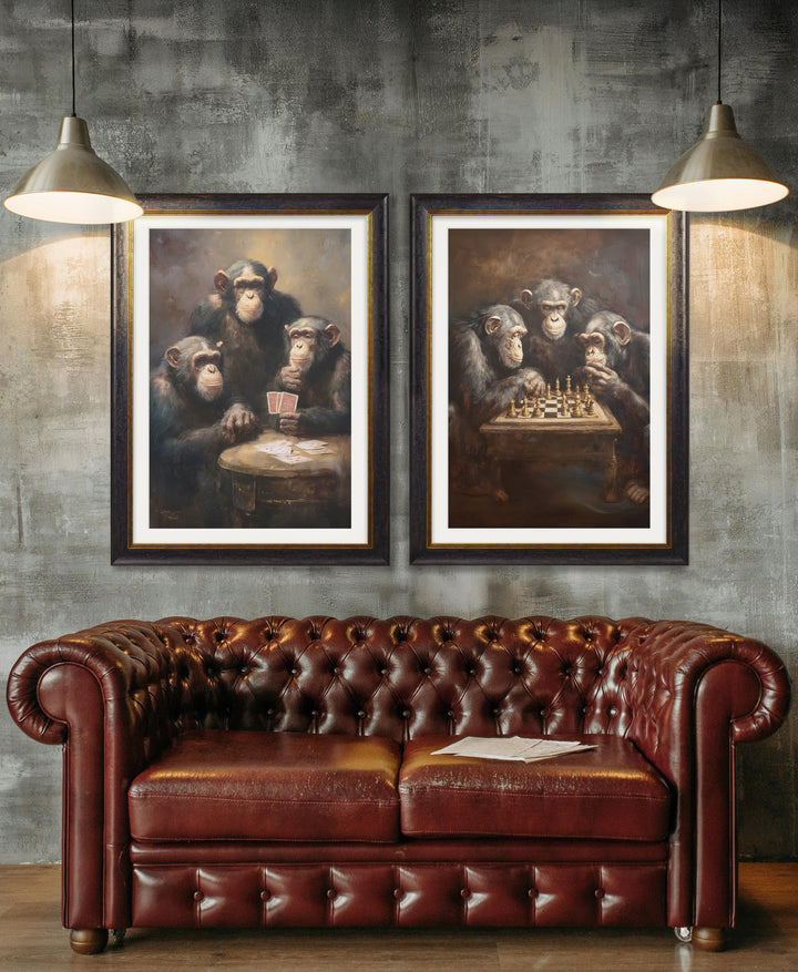 The Card-Playing Chimps - Oxford Frame - TheArtistsQuarter