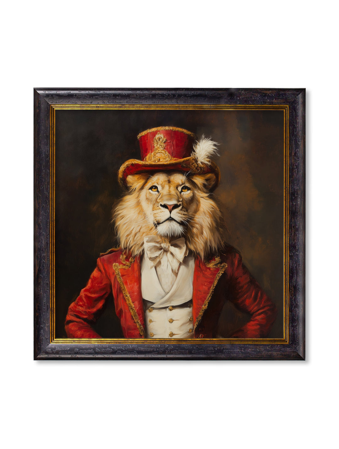 Maximum Mane - Circus Master Lion Oxford Square Frame - TheArtistsQuarter