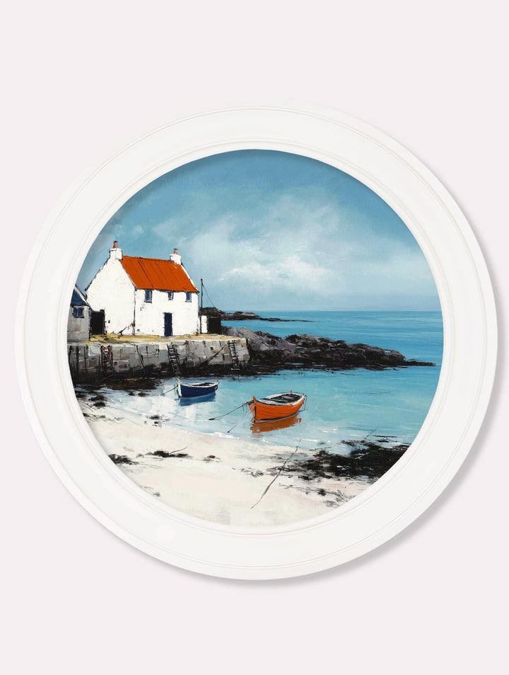 The Coastal House - Oxford White Round Frame - TheArtistsQuarter