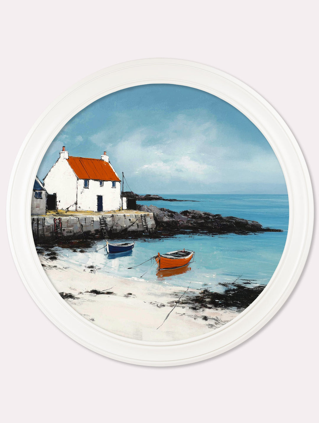 The Coastal House - Oxford White Round Frame - TheArtistsQuarter