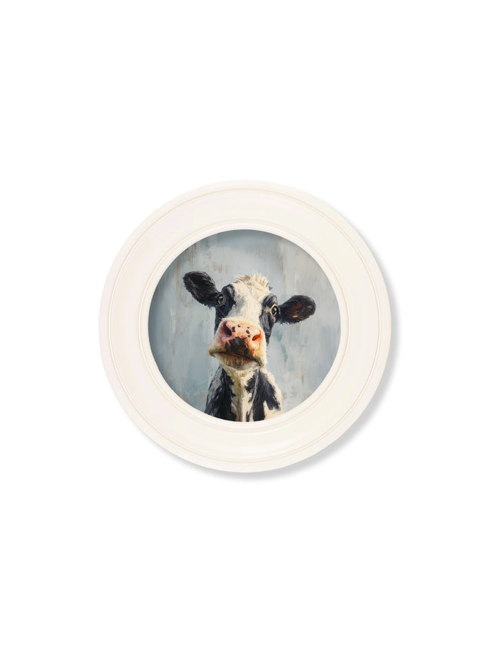 The Curious Cow - Oxford Strong White Round Frame - TheArtistsQuarter