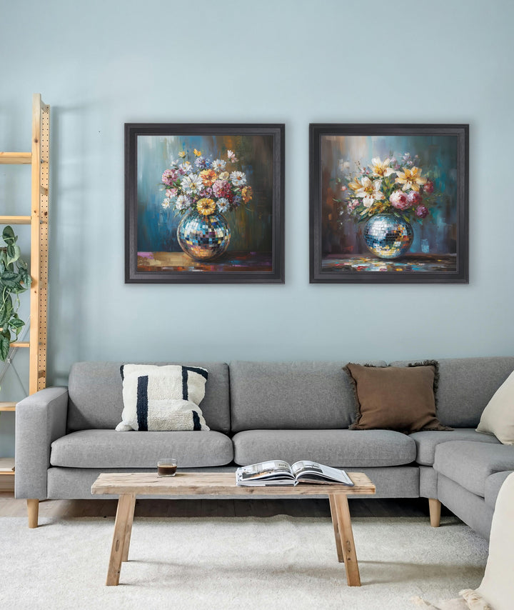 Disco Lilies & Roses - Black Hurstwood Square Frame - TheArtistsQuarter