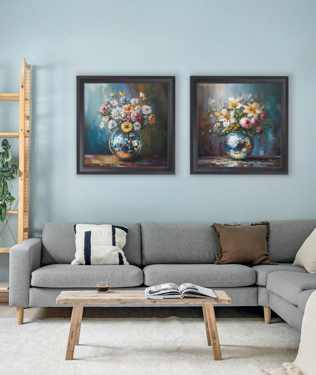 Disco Wildflowers - Black Hurstwood Square Frame - TheArtistsQuarter