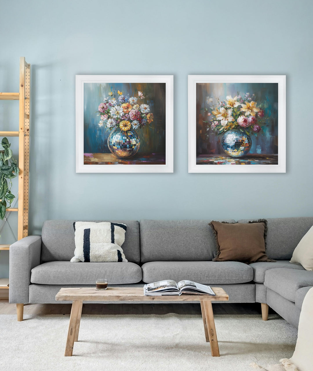Disco Wildflowers - White Hurstwood Square Frame - TheArtistsQuarter